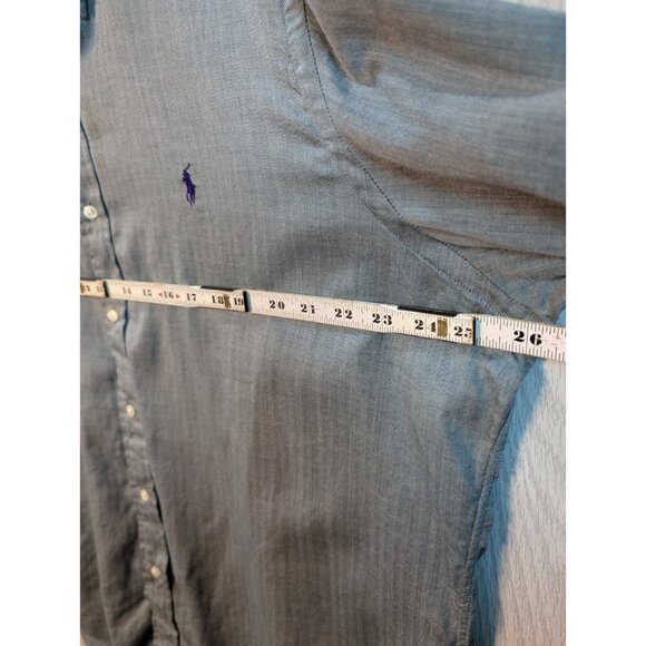 Polo Ralph Lauren Men's Blue Solid Classic Fit Button Down 17 34/35 Long Sleeve - Picture 5 of 7
